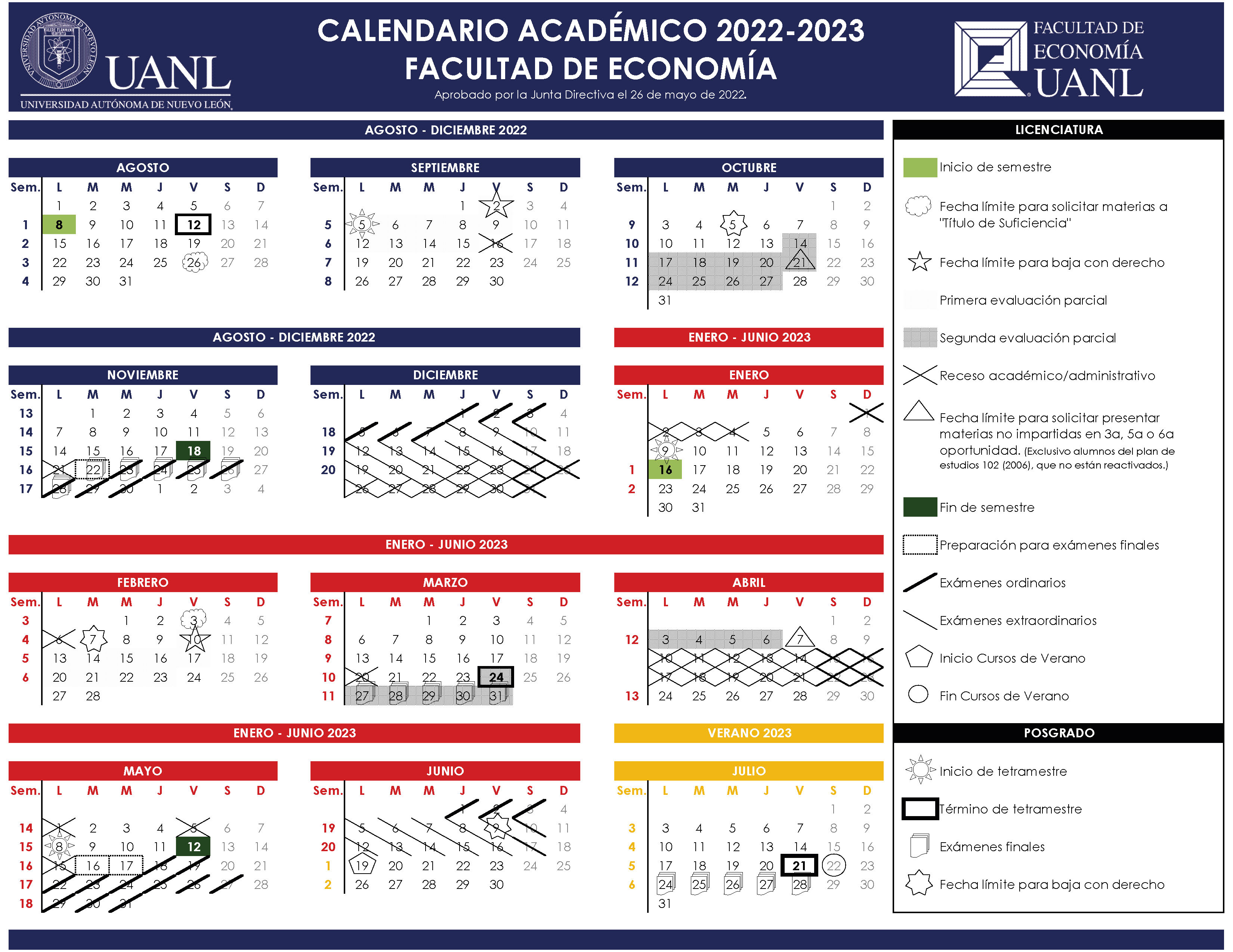 Calendario Académico - Facultad de Economía - Facultad de Economía UANL